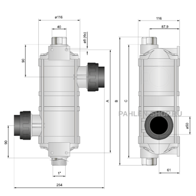 Теплообменник из пластика Hi-Temp titanium HTT 40 40 кВт, титановая спираль, Pahlen 11322